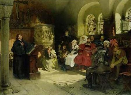 Hugo Vogel Martin Luther preaching at the Wartburg oil painting picture